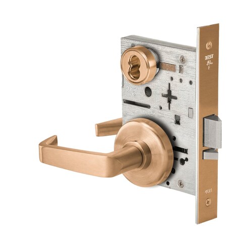 Best Grade 1 Classroom Mortise Lock, 15 Lever, H Rose, SFIC Housing Less Core, Satin Bronze Finish, Field 45H7R15H612